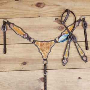 Juego de Cabezada y Pechera para Caballo Estilo Occidental de Lujo, Cuero de Primera Calidad con Pedrería, Hecho a Mano, Equipo de Equitación Personalizado - Product Image 1