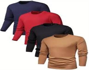 Personalizable respetuoso con el medio ambiente de secado rápido de algodón orgánico cuello redondo de los hombres Slim Fit Casual camiseta 180 gramos de manga larga Camiseta lisa - Product Image 3