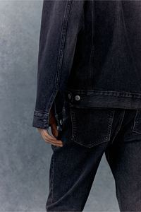 กางเกงยีนส์ผ้าเดนิมผ้าฝ้ายสำหรับผู้ชายทรงตรงเข้ารูปแบบธรรมดาสีดำแนววินเทจของผู้ชาย - Product Image 5