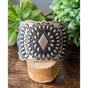<b>Leander</b> Tahe Sterling Silver Geometric Unisex Fashion Cuff Bracelet - Product Image 1