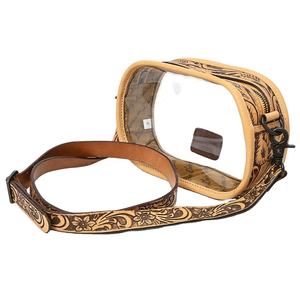 Bolso cruzado de cuero occidental bohemio con diseño de fabricante indio de alta calidad, flores con borlas personalizadas, informal para mujer - Product Image 1