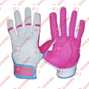 Nouveaux gants de frappe de baseball en cuir de vachette blanc rose et bleu pour les joueurs professionnels - Product Image 1
