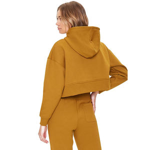Sudadera con capucha elegante para mujer 2025, Sudadera ligera recortada de manga larga para la calle, trajes informales para el hogar y el entrenamiento, sudaderas con capucha para mujer - Product Image 3