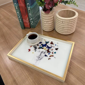 Prix d'usine direct personnalisé moderne rectangle plateau de service en verre décor à la maison Table cuisine-pour les hôtels ventes de noël - Product Image 1