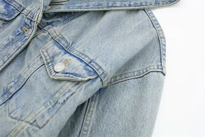 Abrigo de mezclilla corto de talla grande para mujer de alta calidad, forro de lana informal estampado, estilo occidental, ropa informal, chaqueta de mezclilla Cargo - Product Image 4