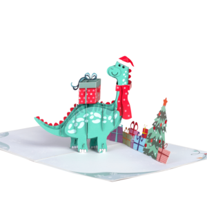 Merry Christmas 3D ตัดกระดาษงานฝีมือใหม่คริสต์มาสไดโนเสาร์ธีมต้นไม้บ้านซานตาบัตรอวยพรของที่ระลึกพิมพ์ออฟเซ็ต - Product Image 3