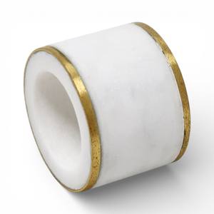 Anneau de serviette en marbre blanc moderne avec des accents de bordure en laiton double pour une décoration de table de luxe unique - Product Image 1