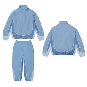 Ensemble de survêtement deux pièces respirant avec veste coupe-vent à capuche unie pour hommes et femmes – Vente en gros - Product Image 1