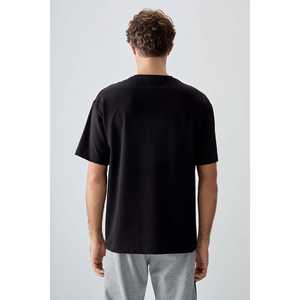 Camiseta Estampada de Corte Holgado para Hombre - Negra, Algodón Grueso y Suave, Jersey Texturizado, 100% Algodón 88373 - Product Image 2