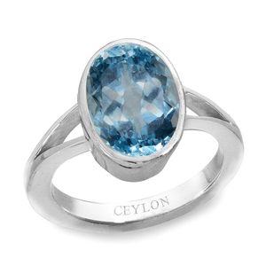Anillos de Topacio Azul Natural Certificado Neela Pukhraj con Corte Ovalado de Diamante para Uso Diario - Product Image 1