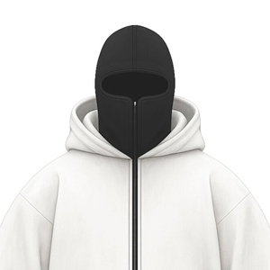 Sweat à capuche balaclava d'hiver 100% coton personnalisé pour homme, lourd, surdimensionné, double capuche, fermeture éclair, épaules tombantes, respirant, avec poche - Product Image 2