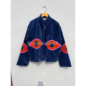 Unisex Suzani <b>Jacket</b> Wholesale <b>Velvet</b> <b>Jacket</b> Handmade Short Coat Inside Cotton Lining Overcoat - Product Image 4