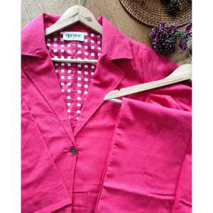 Ensemble coordonné de blazer décontracté rose rubis - Product Image 1