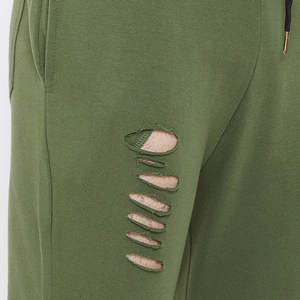 Conjunto Deportivo Verde Desgastado para Hombre, Sudadera con Capucha y Cremallera y Pantalones Jogger, Ropa Urbana Rasgada, Ropa Deportiva Personalizada de Invierno, Venta al Por Mayor - Product Image 6