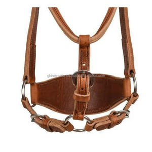 Licou de cheval en cuir véritable entièrement réglable, fabrication de qualité, artisanal, avec boucle à double couronne réglable, licou anatomique - Product Image 3