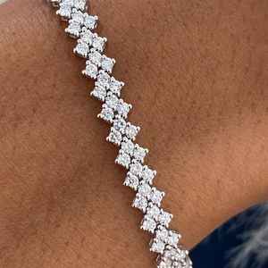 Black <b>Pearl</b> Jewels Luxury Shimmering 3.10 Ct Cut VS1 Lab Diamond Cluster Tennis <b>Bracelet</b> 14K White <b>Gold</b> IGI Certified Prong Set - Product Image 2