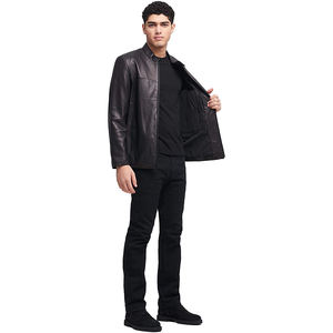 Veste en cuir pour homme, personnalisée, imperméable, respirante, coupe-vent, en nylon/coton, avec logo frontal, en spandex/polyester, chaude, lavée, printemps - Product Image 4