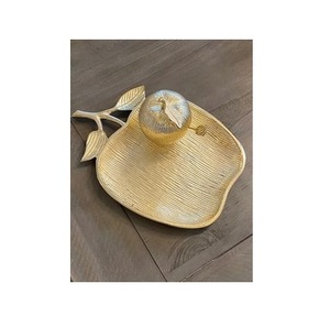 Apple Golden Fabriqué À La Main En Aluminium Nouveau Motif Minimal Servir Vanité Assiette Décorative Fruits Design Moderne Ustensiles De Cuisine Plateau En Métal - Product Image 1