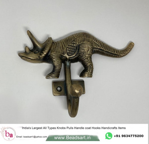 Dinosaure Jurassic Animal Mur En Fonte Manteau & Chapeau Crochets Cintre En Laiton Antique & Porte-clés Cintre - Product Image 1