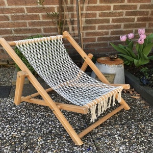 Chaise longue pliante tressée de style Boho, hamac en macramé, chaise inclinable de jardin avec balançoire - Product Image 5
