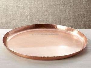 Bandeja de vajilla de mesa de acero inoxidable con acabado de cobre martillado, utensilios de cocina para el hogar, bandeja decorativa para servir, suministros - Product Image 6