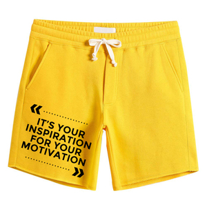 Shorts de jogging pour hommes en molleton de coton uni sur mesure, couleur jaune, taille oversize, avec taille élastique - Product Image 1