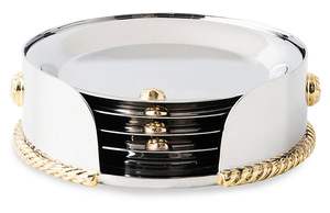 Premium <b>Silver</b> Metal <b>Coaster</b> Set with Contemporary Fluid Shape Design for Elegant Home Decor Protection Luxury Finish - Product Image 2