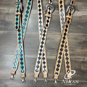 Sangle de sac à bandoulière réglable de haute qualité en cuir usiné à la main motif à carreaux logo personnalisé sangles en cuir véritable pour unisexe - Product Image 1