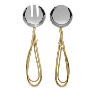 Servidor de ensalada de diseño de latón único, latón macizo, plateado, mango largo en relieve, calidad increíble, superventas - Product Image 4