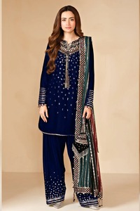Ropa de fiesta pakistaní de alta calidad Salwar Kameez elegante Dupatta diseñado exclusivamente para boda plisado de diamantes de imitación festivo - Product Image 2