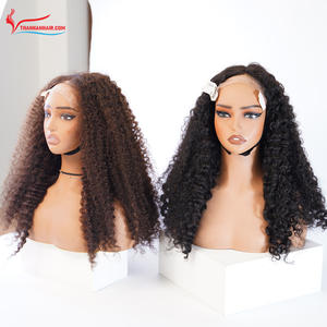NOUVEAU PRODUIT Perruque bouclée de qualité supérieure, extension de cheveux humains, couleur noire et brune naturelle, raie au milieu, dentelle suisse HD, prête à être expédiée - Product Image 2