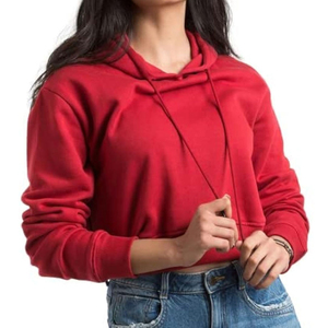 Sweat à capuche court en tricot pour femme, best-seller, 100% coton, respirant, molleton, logo personnalisé OEM imprimé, écologique - Product Image 1