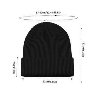 Personnalisation gratuite en gros bonnets en tricot chapeaux d'hiver doux chaud à revers brodé Logo hommes femmes mode porter commun 100% - Product Image 6