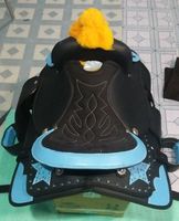 Selle de cheval anglaise haut de gamme pour jeunes, en cuir véritable, avec arceau en fibre et quincaillerie nickelée, pour le trail, le barrel racing et l'équitation de ranch