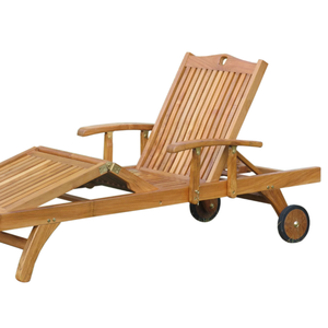 ไม้สักพับได้เลานจ์อาบแดดสระว่ายน้ำสวนและลานเฟอร์นิเจอร์กลางแจ้งที่มีล้อและถาดด้านข้างสำหรับใช้ในโรงแรมวิลล่าและรีสอร์ท - Product Image 3