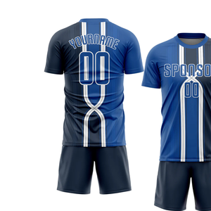 Ensemble de maillot de football à rayures centrales, manches courtes, uniforme de football respirant, vêtements de sport performants, kit d'entraînement pour match - Product Image 3