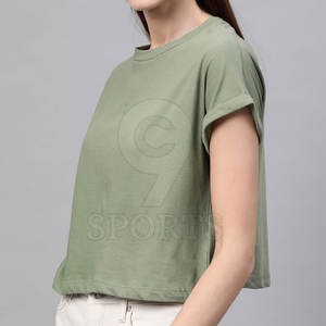 Summer Women's Stretch Fabric Knitted <b>Crop</b> Top with <b>Long</b> <b>Sleeves</b> Gym Training Casual Streetwear Short <b>Sleeve</b> Top - Product Image 2