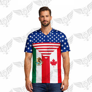 Maillot de football rétro personnalisé pour homme, respirant, à manches courtes, avec drapeaux nationaux du Mexique, du Canada et des États-Unis, pour les fans de sport 2026 - Product Image 3