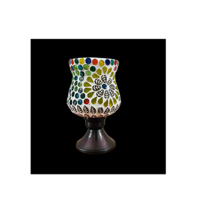 Standard Quality Retro Romantic Mosaic wedding party home decoration multi colors glass candle holder for indoor decor - Product Image 5