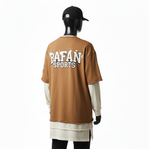 Chemise double couche pour femmes de qualité supérieure, tissu en coton et polyester doux, couleurs marron crème, logo imprimé à l'écran, chemises à double couche en coton - Product Image 5