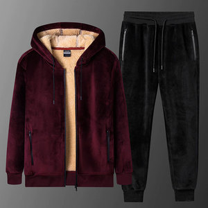 Ensemble de vêtements de sport chauds d'hiver pour hommes 2 pièces sweat à capuche thermique et survêtement polaire combinaison de sport coupe-vent avec caractéristique respirante - Product Image 4