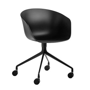 Chaise de bureau minimaliste pivotante en plastique avec pieds en fer et roulettes par for - Product Image 1