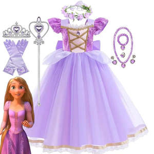Princess Rapunzel Ball <b>Gown</b> Costume for Girls Luxury Embroidered Flower Girls' Dress for Parties <b>and</b> Special Occasions - Product Image 3