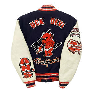 แจ็กเก็ตเบสบอลผ้าขนแกะปักโลโก้สำหรับผู้ชายแจ็คเก็ตแขนเสื้อหนัง2025อักษร - Product Image 3