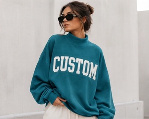 Pull oversize à col montant pour femme, motif personnalisé 'Lake Life', coupe ample et décontractée, style streetwear, marque privée - Product Image 1