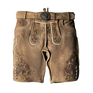 Meilleur prix High Street Wear Short brodé en cuir Lederhosen fait à la main motif solide - Product Image 1