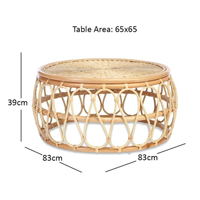 Table basse ronde en rotin naturel fabriquée à la main Boho Chic meubles de salon avec tissage complexe