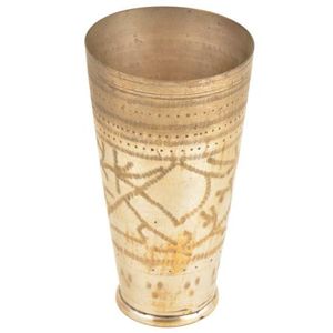 Jai-Hojas de latón talladas hechas a mano, utensilios de cocina de vidrio Lassi de lujo hechos a mano, NGL-184 de 6,50 pulgadas - Product Image 2