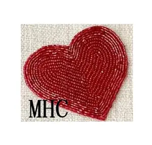 Red Heart Design Beaded Coaster Kitchenware Partyware Tableware Decoration Beads Mat Tea Coaster For Cup Use