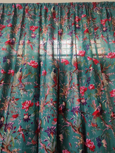 Venta caliente 100 por ciento de algodón elegante pájaro impreso cortinas bellamente diseñado tamaño personalizado cenefas precio al por mayor - Product Image 5